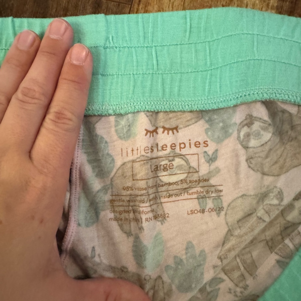 Little Sleepies Sleepy Sloth Print Pajama Pants size L - Picture 3 of 5